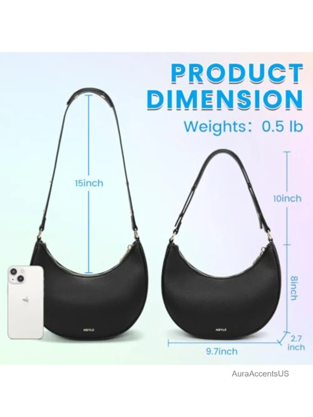 PU Leather Hobo Handbag with Adjustable Strap and RFID Protection